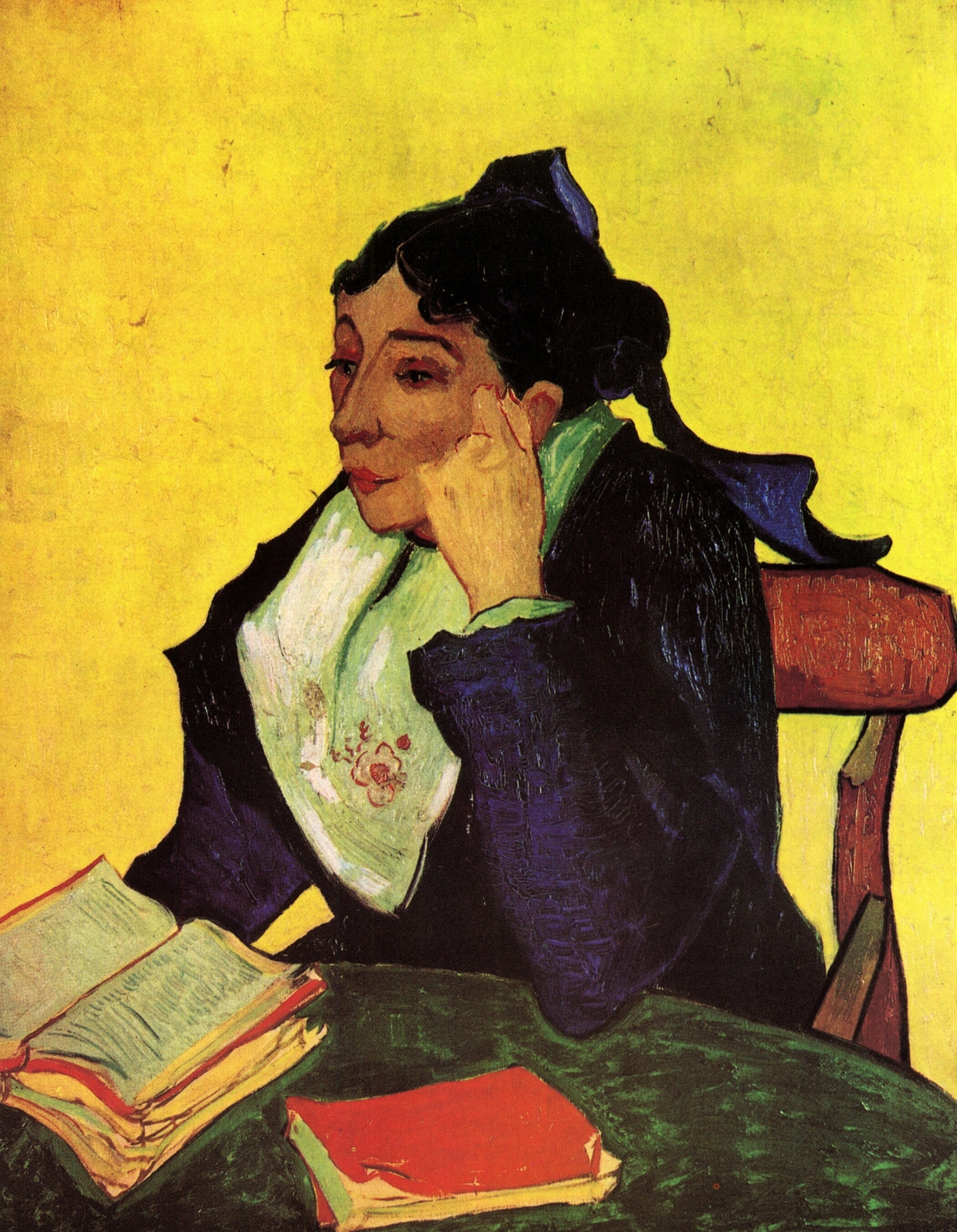 Картина Ван Гога Арлезианка. Мадам Жино с книгами 1888